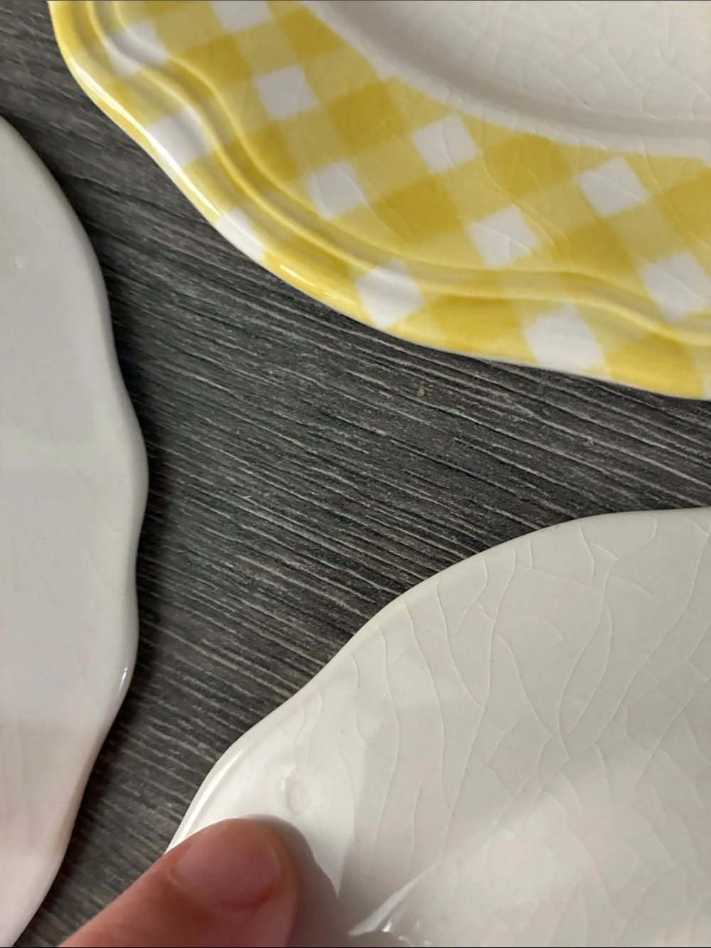 Sears Judy Ironstone 4004 Yellow Check Saucers ONLY Set of 6